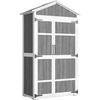 Outsunny Gartenschrank aus Holz - Wasserdichter Außenschrank mit Metalldach - Aufbewahrungsschrank für Terrasse mit Doppeltür für Gartengeräte 105x55x179cm, Wei – Ansicht 1