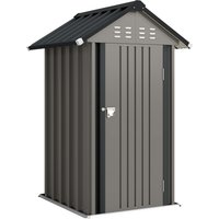 Outsunny Metall Gerätehaus 1,17 m², Geräteschuppen mit Satteldach Lüftung Schloss Handschuhen, 122 x 121 x 192 cm, wetterfest Gartenhaus Outdoor Schuppen für Ga – Ansicht 1