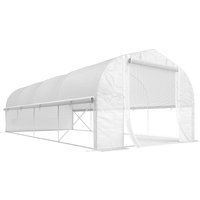 Outsunny Gewächshaus 6 x 3 x 2 m Foliengewächshaus mit 8 Fenster & Tür, Aufrollbar Seitenwänden, UV-beständiger Folientunnel Tomatenhaus mit verzinkten Stahlrah – Ansicht 1