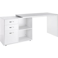 HOMCOM Eckschreibtisch Computertisch Bürotisch Winkelschreibtisch Regal L-Form 117 x 83,5 x 76 cm, I-Form 162 x 50 x 76 cm, Weiß, MDF+Metall Aosom – Ansicht 1