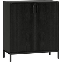 HOMCOM Küchenschrank mit 2 Türen, Moderne Küchenschränke, Verstellbares Regal und Erhöhte Basis, für Esszimmer, Flur, Schlafzimmer, 80x40x90 cm, Schwarz Aosom – Ansicht 1