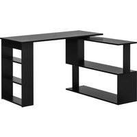 HOMCOM Eck-Schreibtisch mit 5 Regalen, Eck-Computer-Schreibtisch aus Holz für Büro, Wohnzimmer und Arbeitszimmer, Industrie-Stil, 120x110x74,5 cm, Schwarz Aosom – Ansicht 1