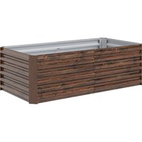 Outsunny Hochbeet für den Außenbereich mit offenem Boden und Stützstreben, Hochbeet aus verzinktem Stahl für Blumen, Gemüse, Balkon & Garten, 180x90x57.5 cm, Du – Ansicht 1