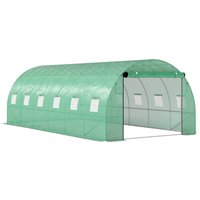 Outsunny Gewächshaus ca. 6 x 3 x 2 m Foliengewächshaus mit 12 Fenster, Rolltür, Aufrollbar Seitenwänden, UV-beständiger Folientunnel, Winterfest Tomatenhaus mit – Ansicht 1
