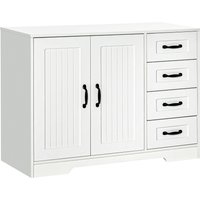 HOMCOM Sideboard Weißer Beistellschrank mit 4 Schubladen, verstellbarem Einlegeboden & Kippschutz für Küche & Wohnzimmer Aosom.de – Ansicht 1
