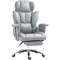 HOMCOM Bürostuhl mit Liegefunktion, ergonomisch Schreibtischstuhl, höhenverstellbar Drehstuhl mit Fußstütze, gepolstert, bis 120 kg belastbar, für Büro, Arbeits
