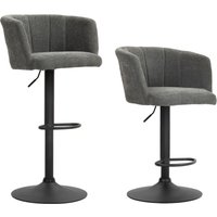 HOMCOM 2er-Set Barhocker, Bistrohocker mit Fußstütze, Drehbar Barstuhl, Höhenverstellbar Küchenhocker mit Leinenbezug, für Wohnzimmer, Esszimmer, Dunkelgrau Aos – Ansicht 1