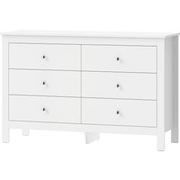 HOMCOM Kommode mit 6 Schubladen, Sideboard, Kommodenschrank, Moderner Schubladenschrank für Fernseher bis 50 Zoll, Schlafzimmer, Wohnzimmer, Weiß Aosom – Ansicht 1