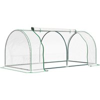 Outsunny Gewächshaus Treibhaus mit Tür 200x100x80cm, Frühbeet aus Stahl und PVC für Pflanzenaufzucht und Garten Aosom.de – Ansicht 1