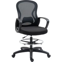 Vinsetto Stehstuhl Büro ergonomischer Bürostuhl höhenverstellbar Zeichenstuhl bis 120kg in Schwarz für bequemes Arbeiten Aosom.de – Ansicht 1