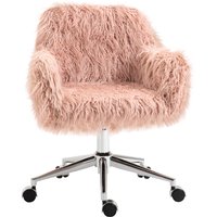 Vinsetto Bürostuhl Frauen, höhenverstellbar Schreibtischstuhl, ergonomisch, Kunstfell, Rosa+Silber Aosom – Ansicht 1