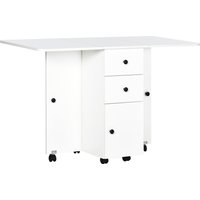 HOMCOM Klappbarer Küchentisch, Esstisch mit 2 klappbaren Platten, 2 Schubladen, 1 Schrank und 1 Ablagefläche, 120 x 60 x 76,5 cm - weiß Aosom – Ansicht 1