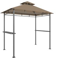 Outsunny Grillüberdach für draußen, Gartenpavillon 245x146x255cm, Doppeldach, 2 seitliche Ablagen, Metallgestell, Grillpavillon für Feste, Picknick, Terrasse, B – Ansicht 1