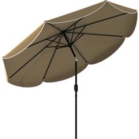 Outsunny Sonnenschirm Terrasse Außen, Ø2,7 m, Gartenschirm mit 3-stufig verstellbarer Neigung, Kurbel und Volant, wasserabweisend, Sonnenschirm für Strand, Pati – Ansicht 1
