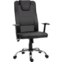 Vinsetto ergonomischer Bürostuhl höhenverstellbar mit Wippfunktion und Armlehnen bis 120 kg in Schwarz für bequemes Arbeiten Aosom.de – Ansicht 1