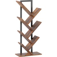 HOMCOM Bücherregal Standregal mit 7 Ebenen Schmal Regal im Baumform Aufbewahrungsregal Würfelregal Bücherschrank Eckregal Büroregal Raumteiler für Wohnzimmer, S – Ansicht 1