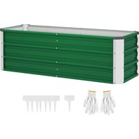 Outsunny Hochbeet Stahl Gartenbeet Pflanzkasten mit Handschuhen 125x47x40cm in Grün für Gemüse und Blumen Aosom.de – Ansicht 1
