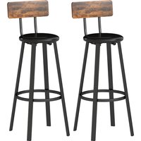 HOMCOM Barhocker 2er Set Tresenhocker Barstuhl mit Fußstütze, Rückenlehne, 75,5 cm Sitzhöhe Küchenstühle mit Metallgestell, aus Kunstleder für Küche, Esszimmer  – Ansicht 1