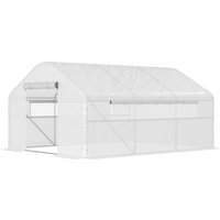 Outsunny 12 m² Garten-Gewächshaus, 4 x 3 x 2 m Tunnelgewächshaus mit Rolltüren und großen Mesh-Fenstern, verzinkter Stahl und PE mit hoher Dichte 140 g/m² UV-be – Ansicht 1