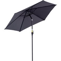Outsunny Knickschirm Sonnenschirm Gartenschirm Marktschirm mit Handkurbel Alu 180/㎡ Polyester Dunkelgrau ∅2,6 x 2,35 m Aosom – Ansicht 1