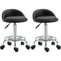 HOMCOM Rollhocker mit Rückenlehne 57-72 cm höhenverstellbar Drehhocker Arbeitshocker 360° drehbar Bürohocker für Büro Salon Massage Spa Schwarz Aosom – Ansicht 1