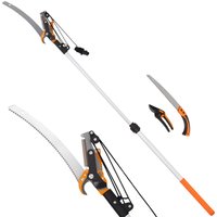 Outsunny 2-in-1 Gartensäge mit Teleskopstange aus Aluminium 135-199cm, Astsäge und Gartenschere mit Sicherheitsverschluss für Palmen, Sträucher und hohe Äste Ao