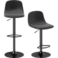 HOMCOM Barhocker 2er Set Höhenverstellbar Drehbar Barstuhl Tresenhocker mit Rückenlehne und Fußstütze, Rutschfest Hocker, Kunstleder, Schwarz Aosom – Ansicht 1