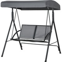 Outsunny 2-Sitzer Gartenwippe für den Außenbereich mit verstellbarem Sonnendach und Sitz aus Textilene, 140x118x162cm Grau Aosom