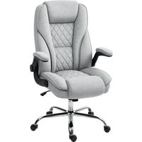 HOMCOM Bürostuhl, ergonomischer Bürostuhl mit breiter gepolsterter Sitzfläche, höhenverstellbar, hochklappbare Armlehnen, hoher Rücken, 360° drehbar, samtiger S – Ansicht 1