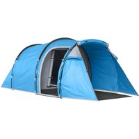 Outsunny Tunnelzelt für 2-3 Personen 190T Campingzelt mit Heringen, Glasfaser & Polyester, Hellblau, 426x206x154cm Aosom – Ansicht 1