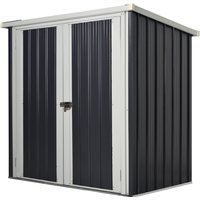 Outsunny Gartenschuppen - Geräteschuppen 1,26 m² - Mülltonnenunterstand - 2 abschließbare Türen - Abmessungen 147L x 86B x 134H cm - Stahlblech Schwarz Weiß Aos – Ansicht 1