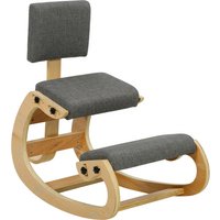 HOMCOM Ergonomischer Knienstuhl mit Wippfunktion und Rückenlehne, ergonomischer Haltungsstuhl für Büro und Zuhause, ergonomischer Knieschemel in Leinenoptik, Bi – Ansicht 1