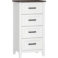 HOMCOM Schmale hohe Kommode mit 4 Schubladen für Schlafzimmer, Kommode mit Holzoptik-Ablage, platzsparend für Wohn-/Flur/Eingang, 45x35x87 cm, Weiß Aosom – Ansicht 1