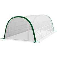 Outsunny Garten-Tunnelgewächshaus 18 m² Tomaten-Gewächshaus dim. 6L x 3B x 2H m - 8 Fenster, Aufrollbare Reißverschlusstür - Verzinkter Stahlrahmen, PE-Hochdich – Ansicht 1