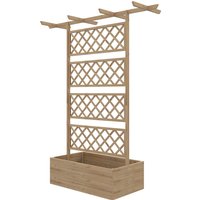 Outsunny Hochbeet aus Holz, Gartenbeet mit Dach, Pflanzbeet mit Rankengitter für Kletterpflanzen, Frühbeet für Garten, Balkon, 160 x 55 x 183 cm Naturholz Aosom – Ansicht 1