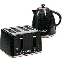 HOMCOM Wasserkocher Toaster Set 1,7L Wasserkocher 4 Toastscheiben Frühstücksset mit 7 Bräunungsstufen, automatischer Abschaltung, Auftau- & Aufwärmfunktion und 