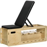 HOMCOM Hantelbank, Trainingsbank mit Aufbewahrungsbox, Widerstandsbändern, verstellbare Fitnessbank für Gewichtheben, Krafttraining, Massivholz Aosom – Ansicht 1