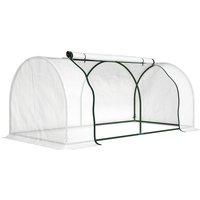 Outsunny Gewächshaus mit PE-Gitterfolie, winterfest Foliengewächshaus aus Stahl, Treibhaus für Balkon, Garten, Tomatenhaus 200 x 100 x 80 cm, Tomatengewächshaus – Ansicht 1