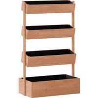 Outsunny Holzkasten mit 4 Ebenen, erhöhtes Außen-Hochbeet mit Abflusslöchern und Vliesstoff, Pflanzkasten für Gemüse, Pflanzen, Blumen, Terrasse, Garten, 85x45x – Ansicht 1