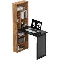HOMCOM Klappbarer Computertisch mit Bücherregal, Arbeitsplatz, Tafel, 9 offenen Fächern und verstellbarem Regal, Schreibtisch für Schlafzimmer, Studio, 98x51x15 – Ansicht 1