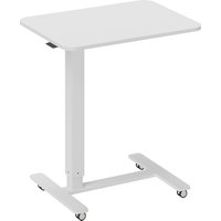 HOMCOM Höhenverstellbar Steh-Sitz C-förmig Schreibtisch Platzsparend Laptoptisch Stehpult Beistelltisch mit Rollen für Arbeitszimmer Wohnzimmer Weiß Belastbar b
