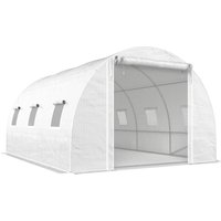 Outsunny Gewächshaus Foliengewächshaus ca. 3x4x2m Winterfest Tomatenhaus mit 6 Aufrollbar Natzfenstern & Tür, Stahlrohr, 140g/m² PE Folie, stabil Folientunnel P – Ansicht 1