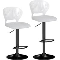 HOMCOM 2er-Set hohe Küchenhocker, 360° drehbar, höhenverstellbar 84-105 cm, gelochte Rückenlehne, Fußstütze, für Esszimmer, Tresen, Weiß Aosom – Ansicht 1