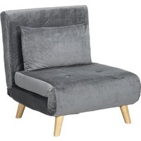 HOMCOM Schlafsessel Klappsessel mit Bettfunktion & Kissen, Gästebett mit Verstellbarer Rückenlehne, Samtoptik, bis 125 kg, Grau Aosom – Ansicht 1