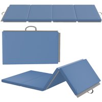 HOMCOM faltbare Gymnastikmatte, dicke Gymnastikmatte, 180 x 80 x 5 cm, mit Griff, Bodenmatte für Yoga, MMA, Sport, Fitness, Pilates, synthetischer Bezug, hellbl – Ansicht 1