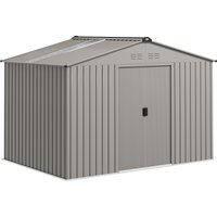 Outsunny Metall Gerätehaus 4,9 m², Gartenhaus mit Satteldach, Schiebetür, Fundament, 277 x 195 x 192 cm, Geräteschuppen aus Verzinkter Stahl, wetterfest, für Ga – Ansicht 1