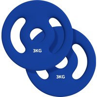 SPORTNOW 2er-Pack 3 kg Hantelscheiben, Hantelscheiben für 2,5 cm Stangen, mit einfachen Griffen für zu Hause, Fitnessstudio, Gewichtheben, aus Metall, Blau Aoso – Ansicht 1