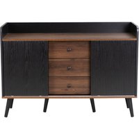 Sideboards, mit 3 Schubladen, Streifen Schiebetüren, modernes Design Schwarz Lackiert, 117,5 x 39,5 x 80 cm, Vielseitige, stabil kompakt Aosom.de – Ansicht 1