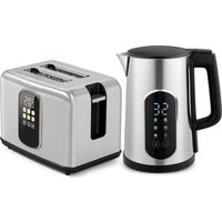 HOMCOM Wasserkocher und Toaster Set, 2200 W, 1,5 L Edelstahl Schnell Wasserkocher mit 45°-100° Warmhalte-& Memory-Funktion, LED-Touchscreen 2 Scheiben Toaster m – Ansicht 1