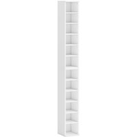 HOMCOM 2er-Set Standregale CD-DVD Aufbewahrungsschrank 6 + 6 Fächer 21 x 22,5 x 88,5 cm max. Kapazität 204 CD weiß Aosom – Ansicht 1